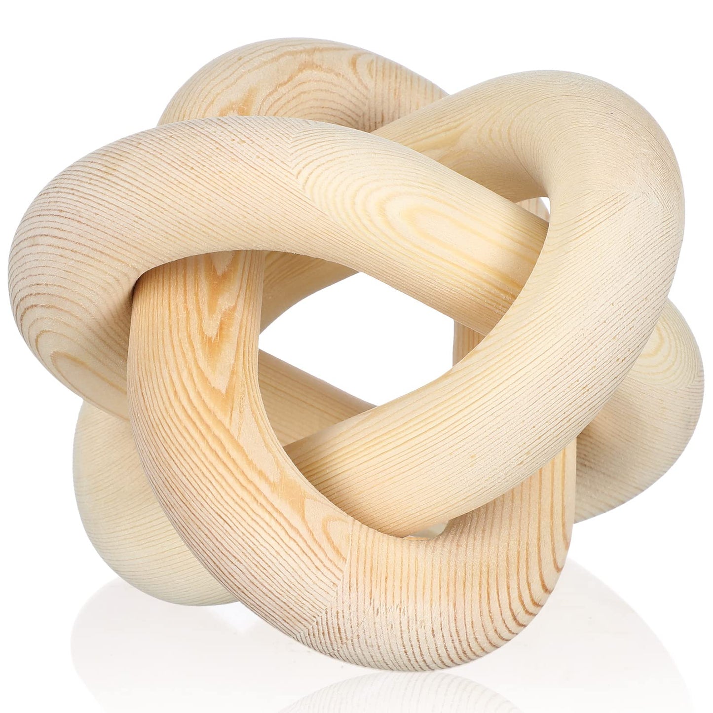 Yalikop 3 Link Wood Knot Decor Rustic Home Décor Accents Hand Carved Coffee Table Decoration, Boho Chain Link Decoration, Modern Shelf, Rustic Objects for Home Living Room Bedroom(White)