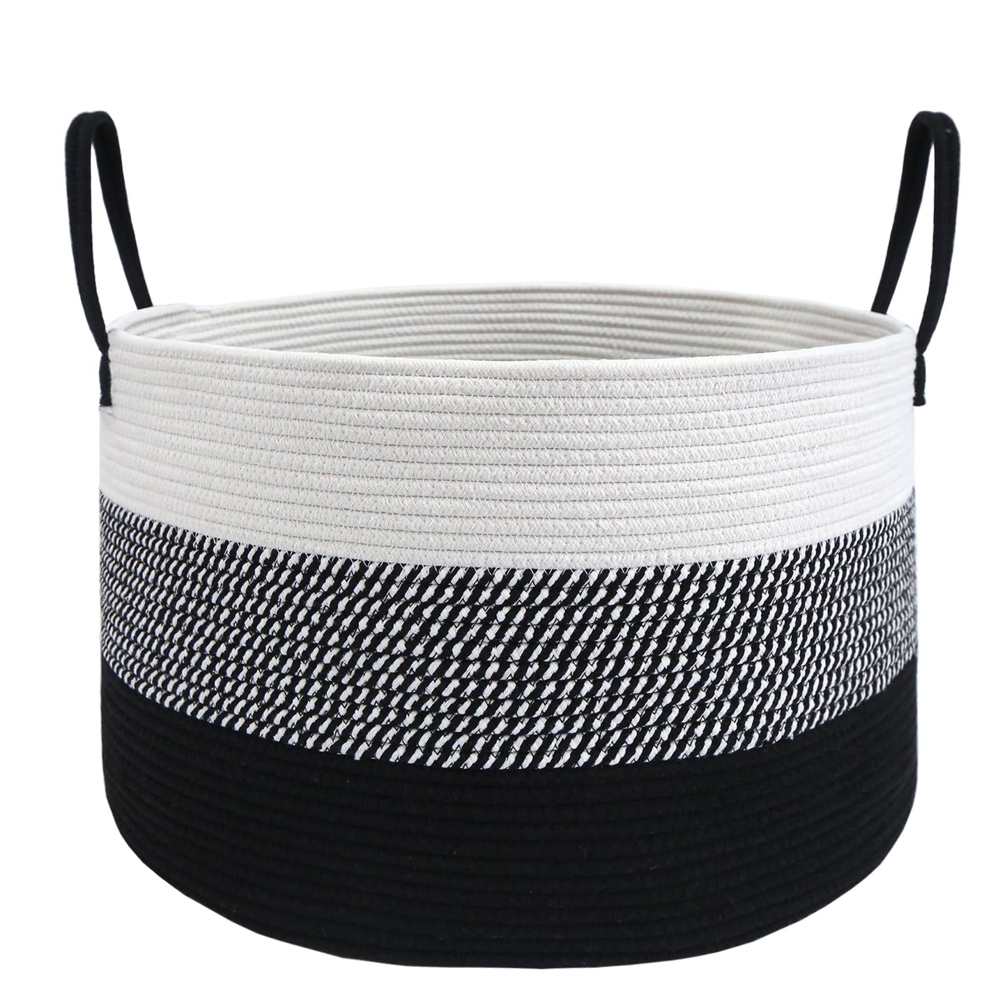 JMvicyroam 65L Extra Large Blanket Basket for Living Room - Woven Cotton Rope Laundry Hamper with Reinforced Handles - Storage Bin for Pillows, Comforters & Toys - Machine Washable,Oatmeal