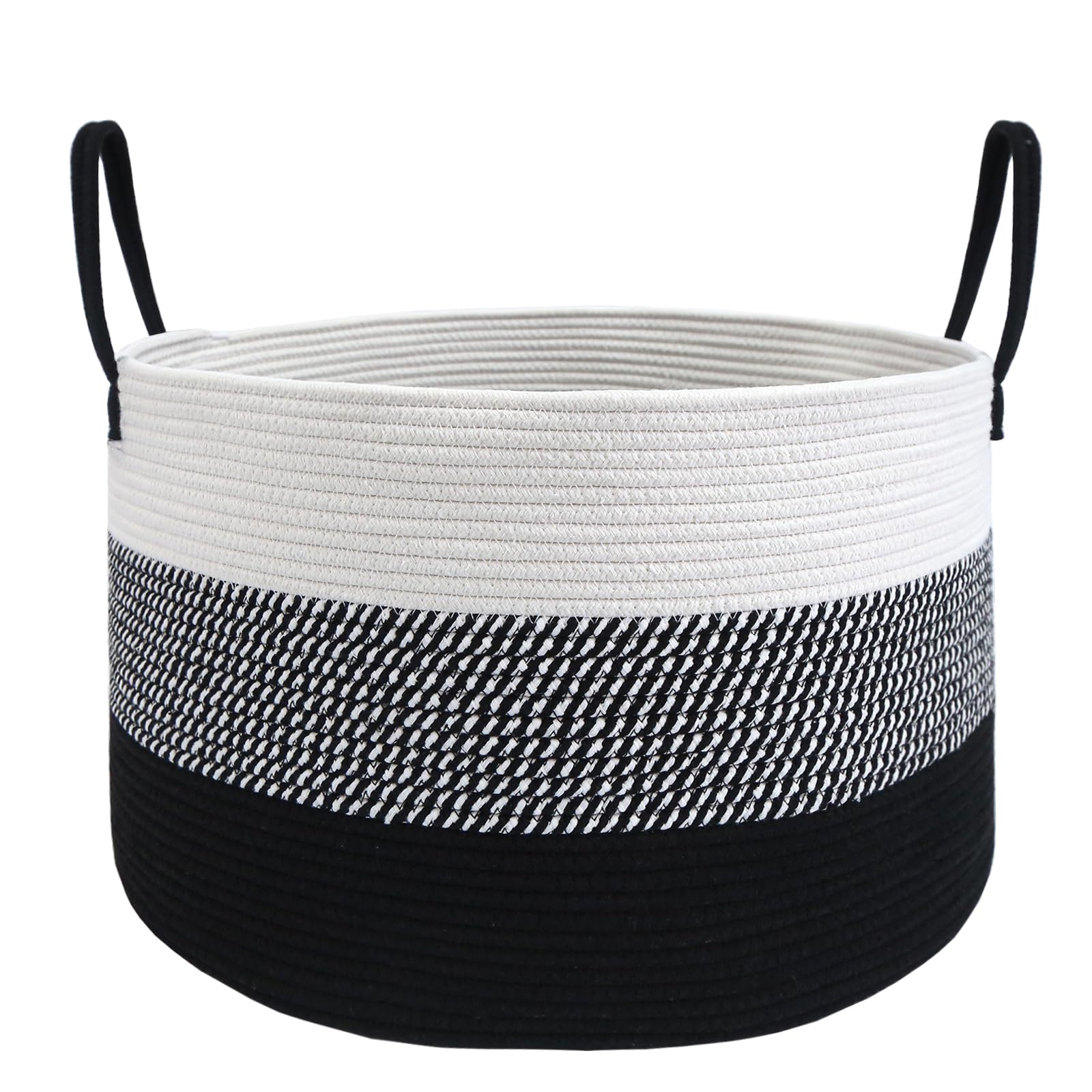 JMvicyroam 65L Extra Large Blanket Basket for Living Room - Woven Cotton Rope Laundry Hamper with Reinforced Handles - Storage Bin for Pillows, Comforters & Toys - Machine Washable,Oatmeal