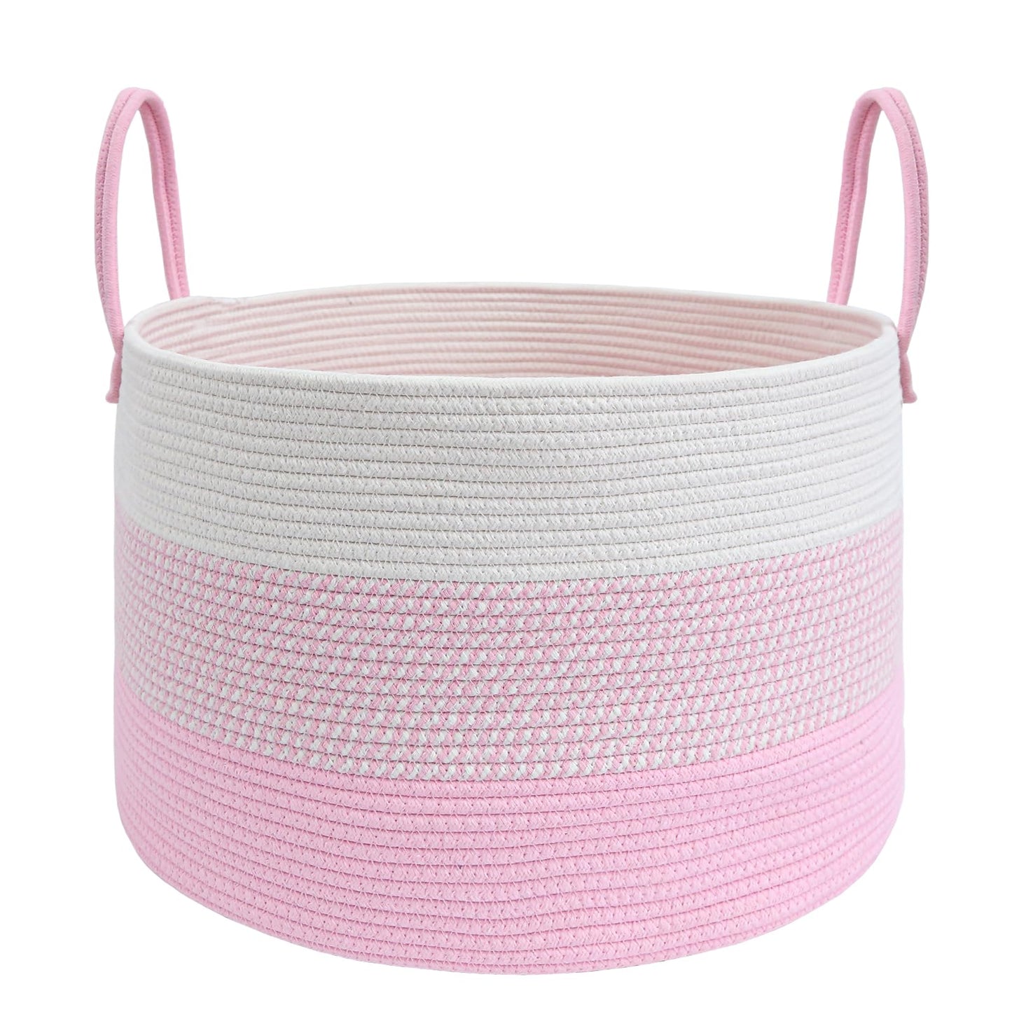 JMvicyroam 65L Extra Large Blanket Basket for Living Room - Woven Cotton Rope Laundry Hamper with Reinforced Handles - Storage Bin for Pillows, Comforters & Toys - Machine Washable,Oatmeal