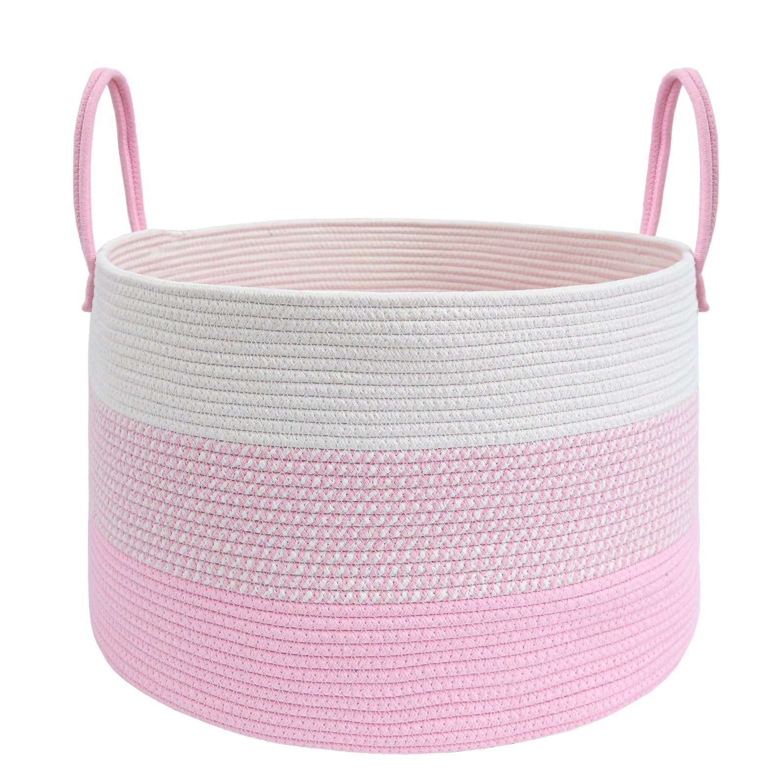 JMvicyroam 65L Extra Large Blanket Basket for Living Room - Woven Cotton Rope Laundry Hamper with Reinforced Handles - Storage Bin for Pillows, Comforters & Toys - Machine Washable,Oatmeal