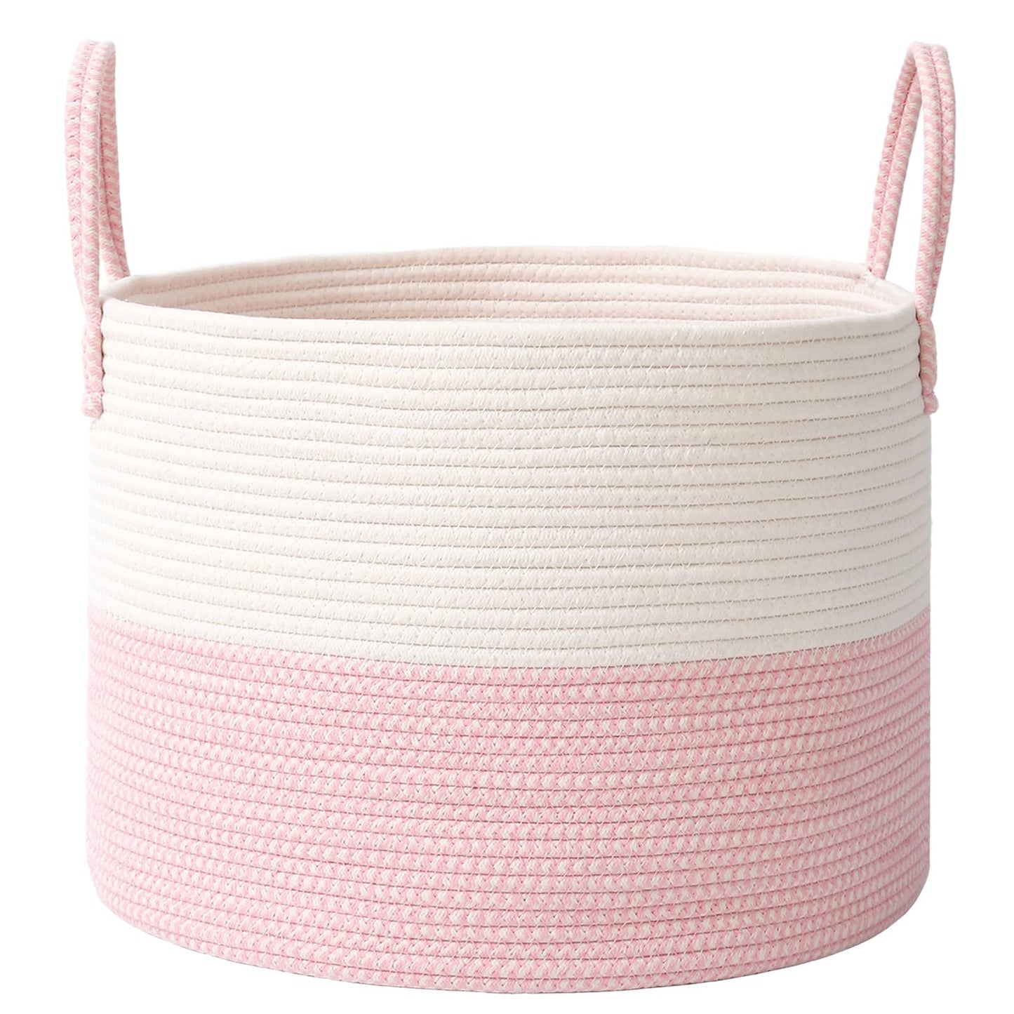 JMvicyroam 65L Extra Large Blanket Basket for Living Room - Woven Cotton Rope Laundry Hamper with Reinforced Handles - Storage Bin for Pillows, Comforters & Toys - Machine Washable,Oatmeal