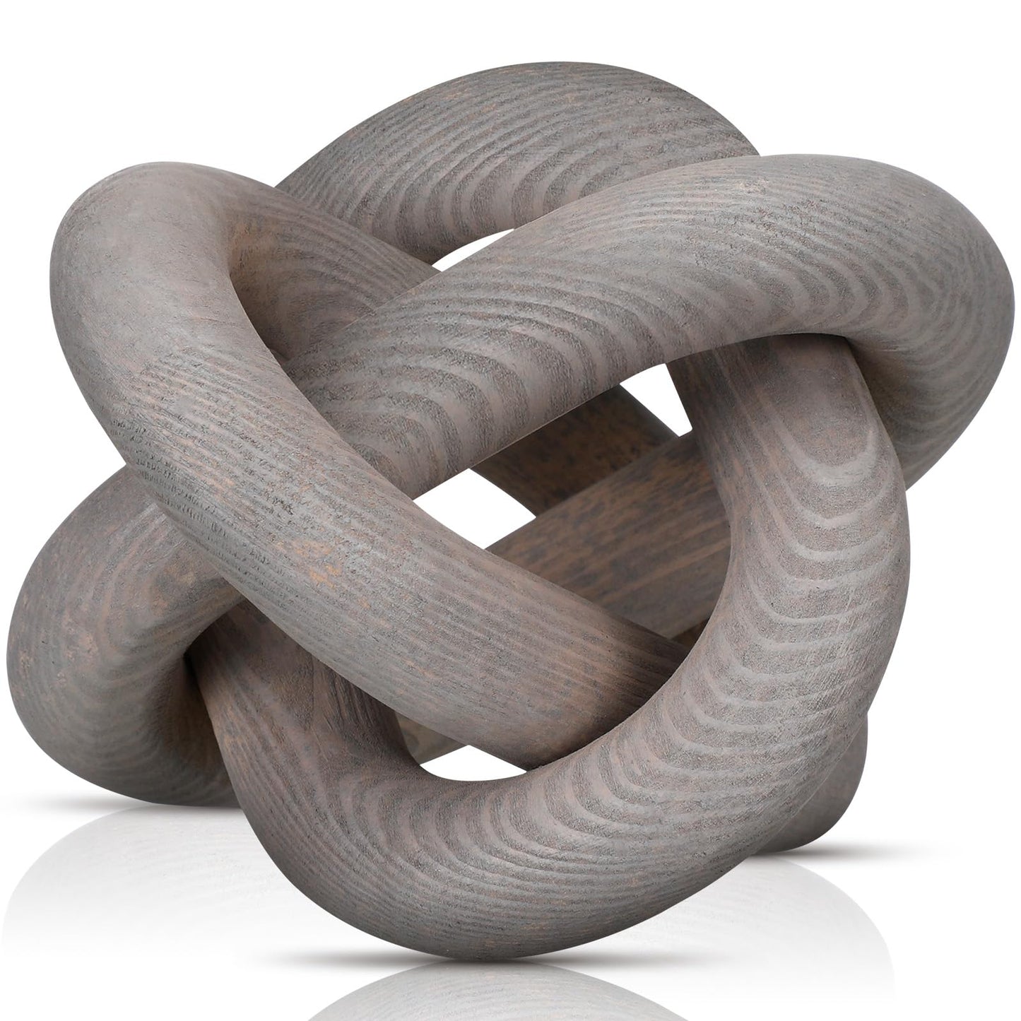 Yalikop 3 Link Wood Knot Decor Rustic Home Décor Accents Hand Carved Coffee Table Decoration, Boho Chain Link Decoration, Modern Shelf, Rustic Objects for Home Living Room Bedroom(White)