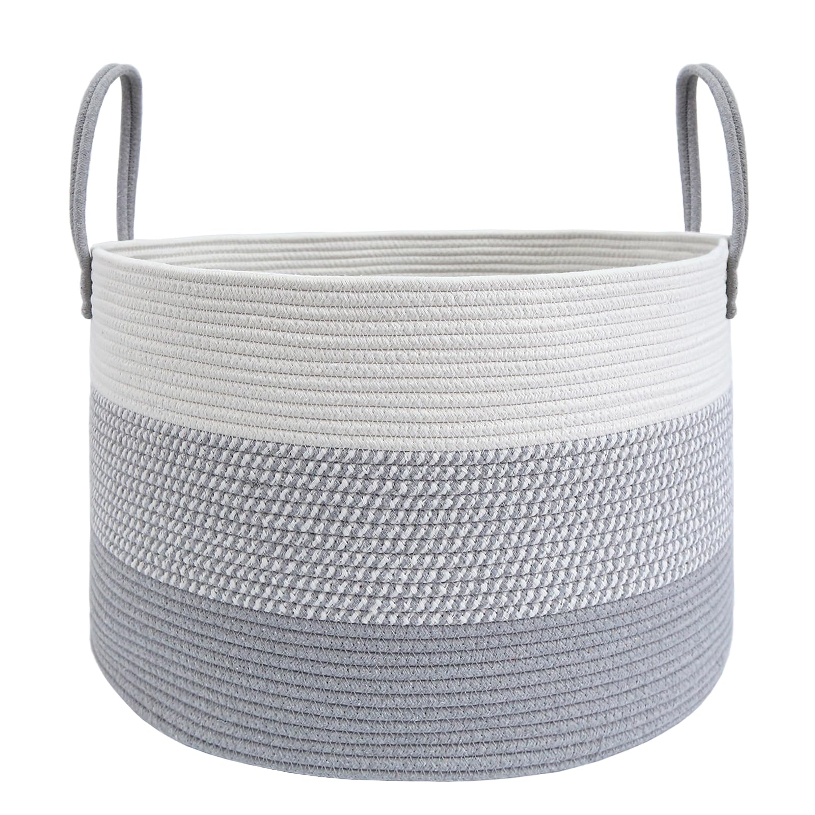 JMvicyroam 65L Extra Large Blanket Basket for Living Room - Woven Cotton Rope Laundry Hamper with Reinforced Handles - Storage Bin for Pillows, Comforters & Toys - Machine Washable,Oatmeal
