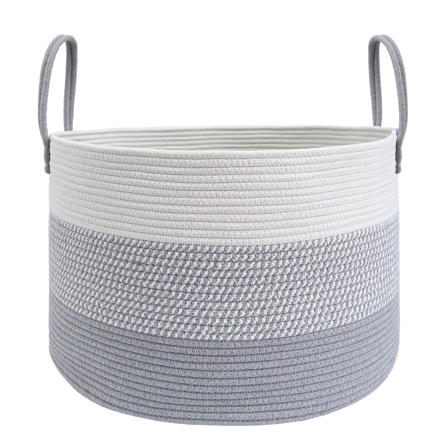 JMvicyroam 65L Extra Large Blanket Basket for Living Room - Woven Cotton Rope Laundry Hamper with Reinforced Handles - Storage Bin for Pillows, Comforters & Toys - Machine Washable,Oatmeal