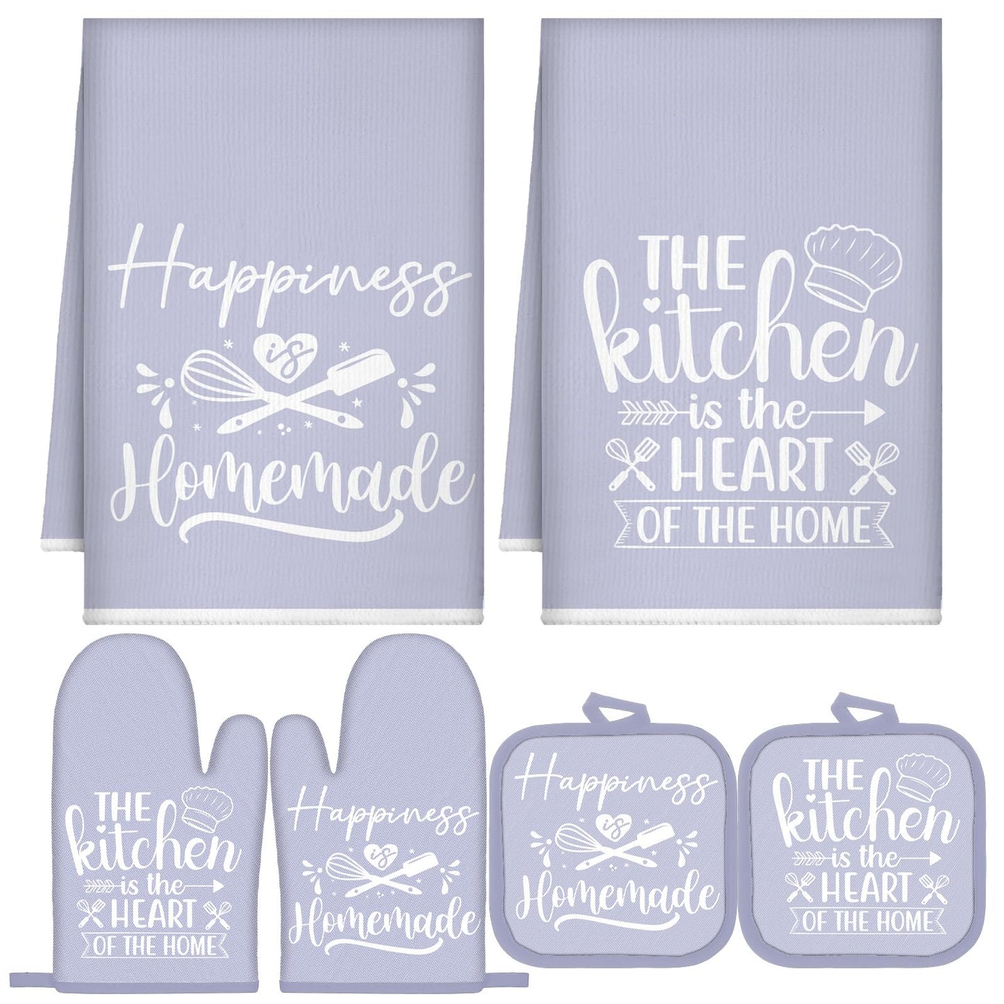 Sratte 6 Pcs Kitchen Decor Accessories Set Farmhouse Towels Pot Holders Oven Mitts Set 2 Dish Towels 2 Potholders 2 Cooking Mittens Oven Glove for Christmas Baking Cooking Supply(Black,Kitchen)