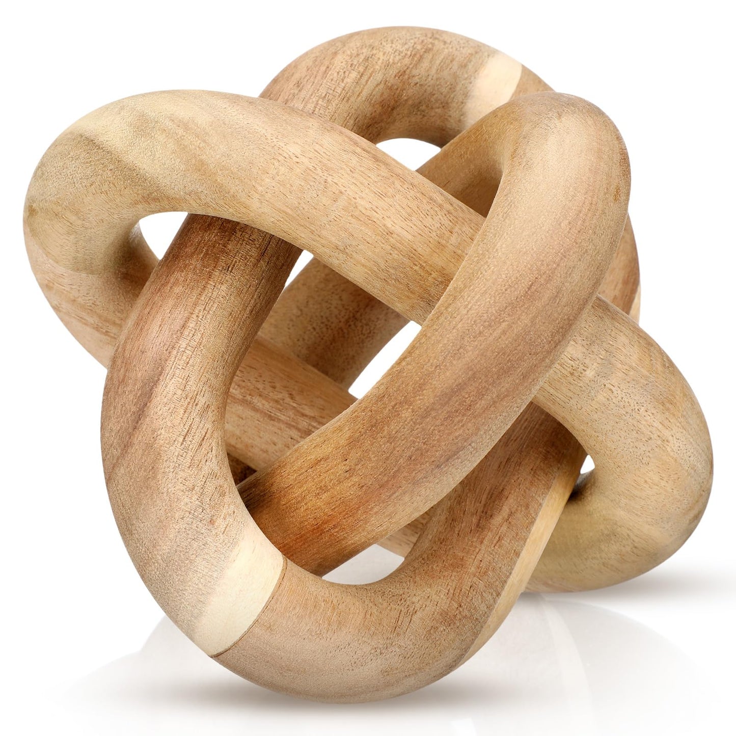 Yalikop 3 Link Wood Knot Decor Rustic Home Décor Accents Hand Carved Coffee Table Decoration, Boho Chain Link Decoration, Modern Shelf, Rustic Objects for Home Living Room Bedroom(White)
