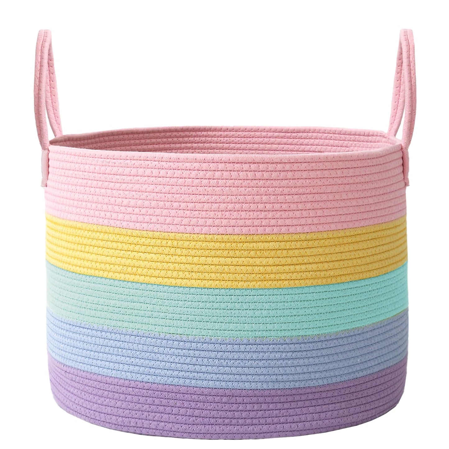 JMvicyroam 65L Extra Large Blanket Basket for Living Room - Woven Cotton Rope Laundry Hamper with Reinforced Handles - Storage Bin for Pillows, Comforters & Toys - Machine Washable,Oatmeal