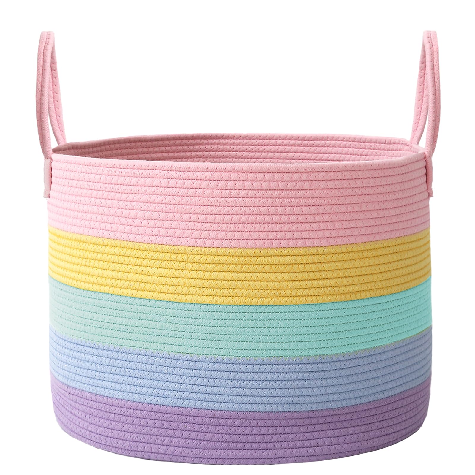 JMvicyroam 65L Extra Large Blanket Basket for Living Room - Woven Cotton Rope Laundry Hamper with Reinforced Handles - Storage Bin for Pillows, Comforters & Toys - Machine Washable,Oatmeal